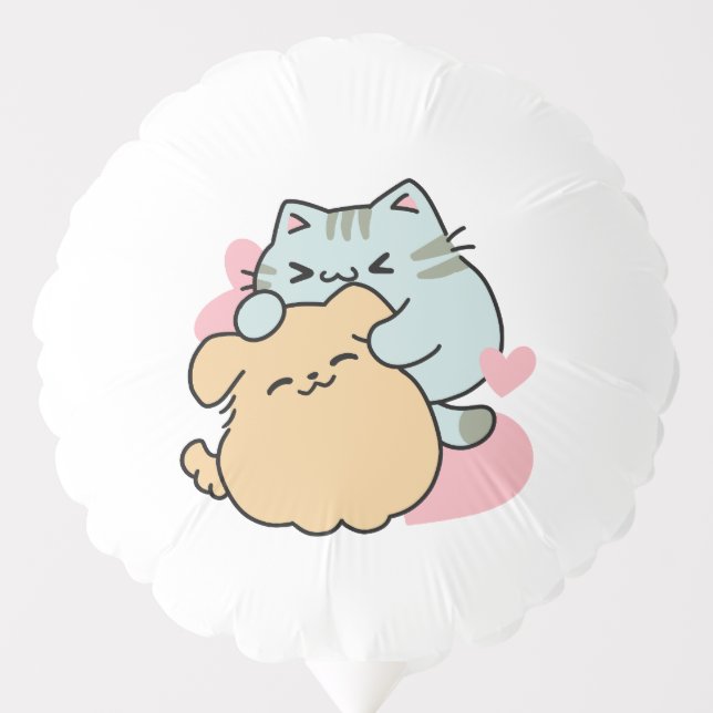 Meow & Woof Perfect Together - Cute Cat and Dog Balloon (Front)