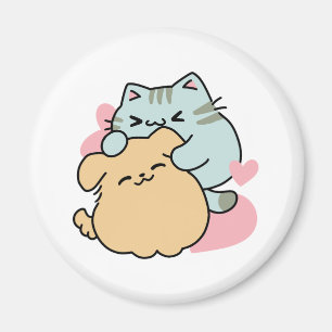 Meow & Woof Perfect Together - Cute Cat and Dog Magnet
