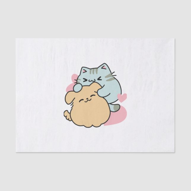 Meow & Woof Perfect Together - Cute Cat and Dog Tissue Paper (Front)