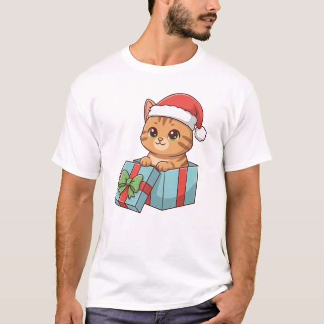 Meow-y Christmas Cute Cat Holiday Hoodie & T-Shirt (Front)