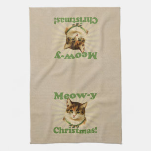 Meow-y Christmas, Cute Holiday Cat Animal Towel