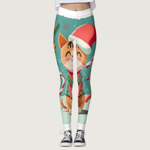Meow_y Christmas Delight Festive Cats Collection Leggings