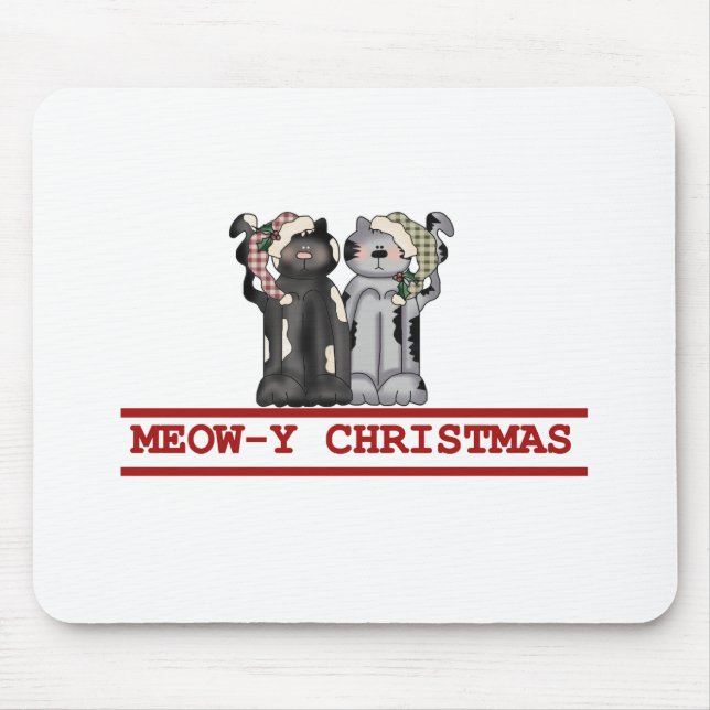 Meow-y Christmas t-shirts and Gifts Mouse Pad (Front)