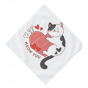 Meow You Cute Cat Valentine's Day Bandana