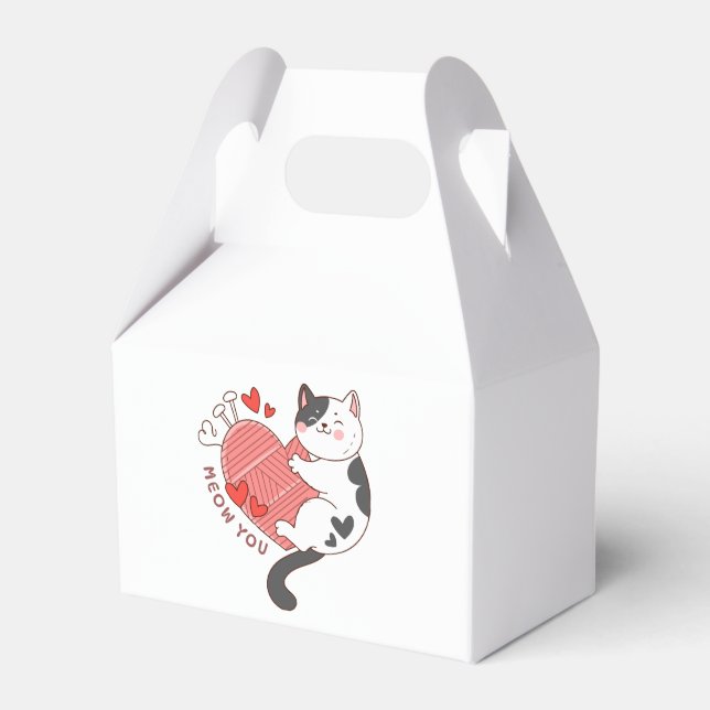 Meow You Cute Cat Valentine's Day Favor Boxes (Front Side)