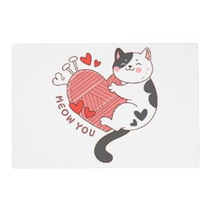 Meow You Cute Cat Valentine's Day Placemat