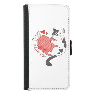 Meow You Cute Cat Valentine's Day Samsung Galaxy S5 Wallet Case