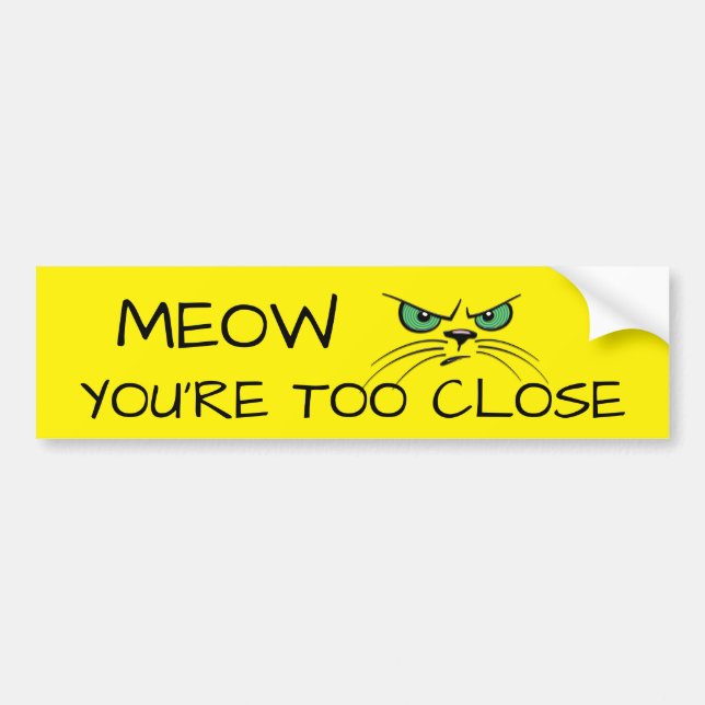 meow you're too close bumper sticker (Front)