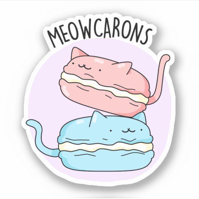Meowcarons Funny Macaron Pun  Sticker (Front)