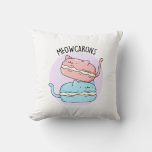 Meowcarons Funny Macaron Pun  Throw Pillow