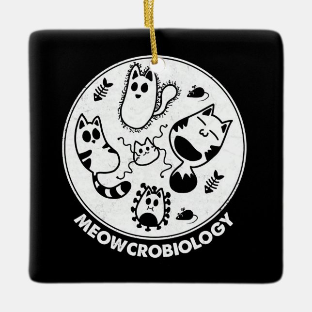 Meowcrobiology Microbiology Science Cat Lovers Ceramic Ornament (Front)