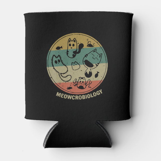 Meowcrobiology Microbiology Science Funny Cat Love Can Cooler (Front)