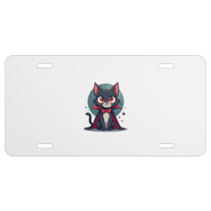 Meowcula Funny Cat Vampire Dracula Halloween License Plate