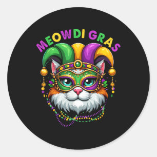 Meowdi Gras Mardi Gras Cat Lover New Orleans Louis Classic Round Sticker