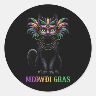 Meowdi Gras Mardi Gras Cat Lover New Orleans Louis Classic Round Sticker