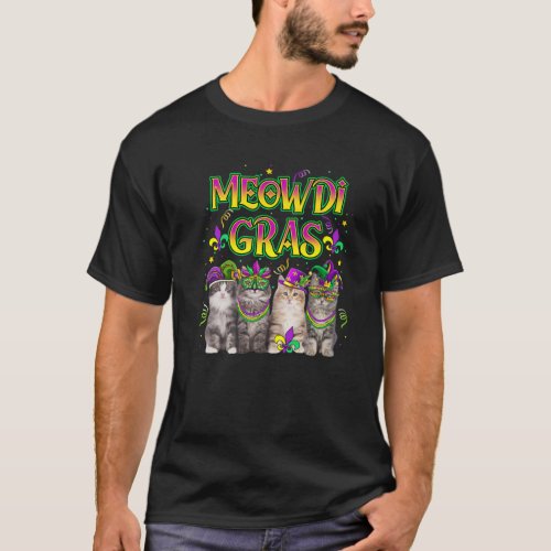 Meowdi Gras Mardi Gras Outfit For Cats Lover Kitte T_Shirt