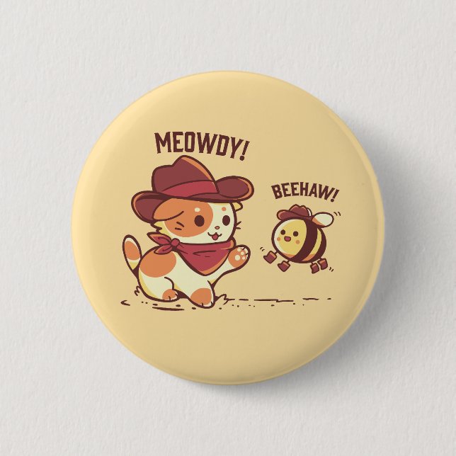 Meowdy and Beehaw Button (Front)