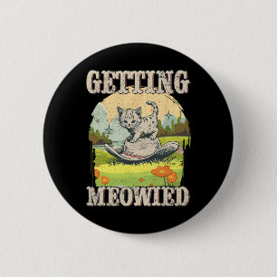 Meowdy Bachelorette Party Cowgirl Cowboy Cat Brida Button