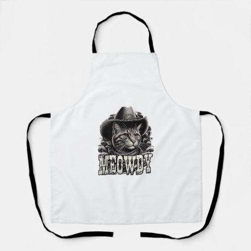 Meowdy Cat Cowboy Cowgirl Meow Howdy Halloween Cos Apron