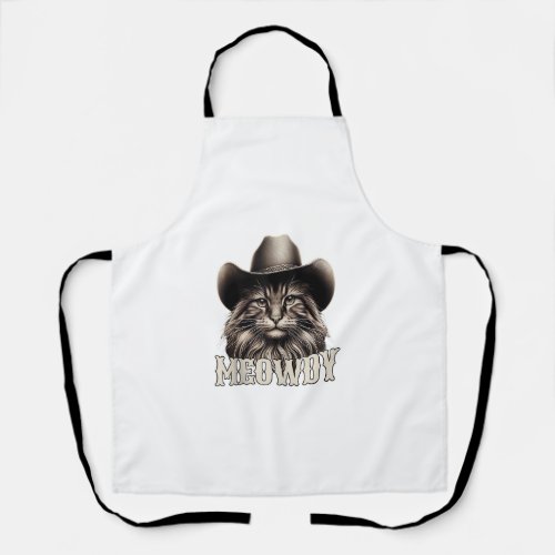 Meowdy Cat Cowboy Cowgirl Meow Howdy Halloween Cos Apron