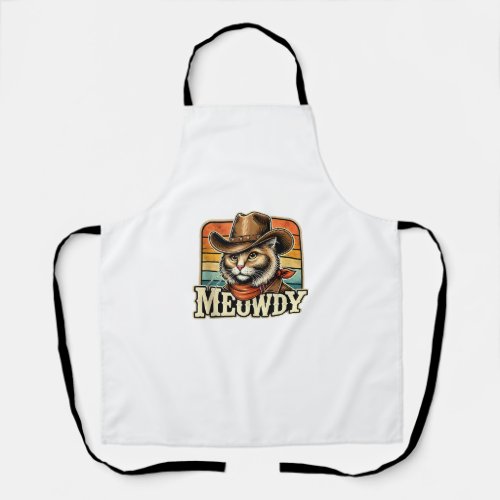 Meowdy Cat Cowboy Cowgirl Meow Howdy Halloween Cos Apron