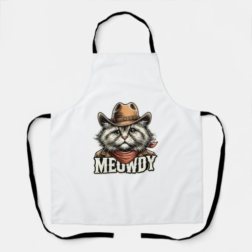 Meowdy Cat Cowboy Cowgirl Meow Howdy Halloween Cos Apron