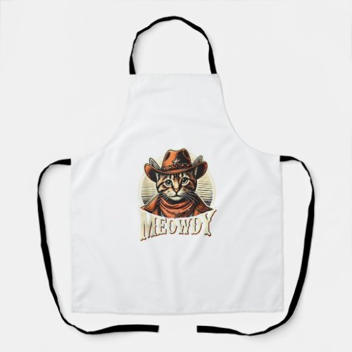 Meowdy Cat Cowboy Cowgirl Meow Howdy Halloween Cos Apron