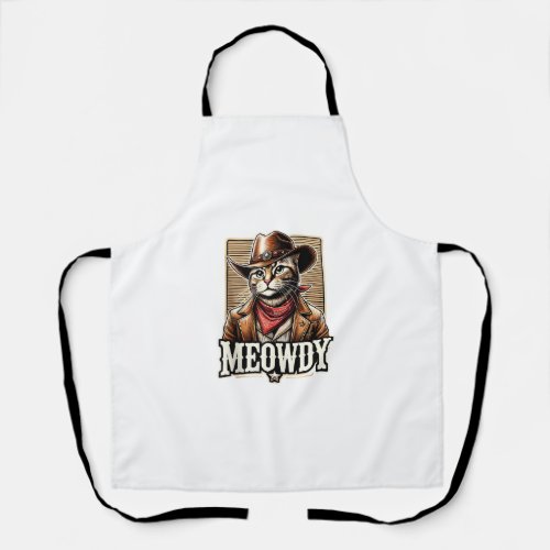 Meowdy Cat Cowboy Cowgirl Meow Howdy Halloween Cos Apron