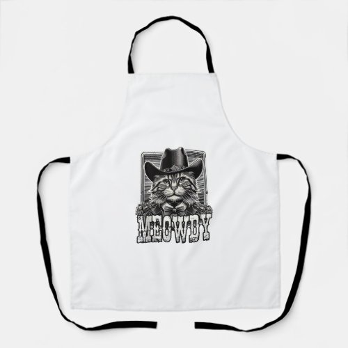 Meowdy Cat Cowboy Cowgirl Meow Howdy Halloween Cos Apron