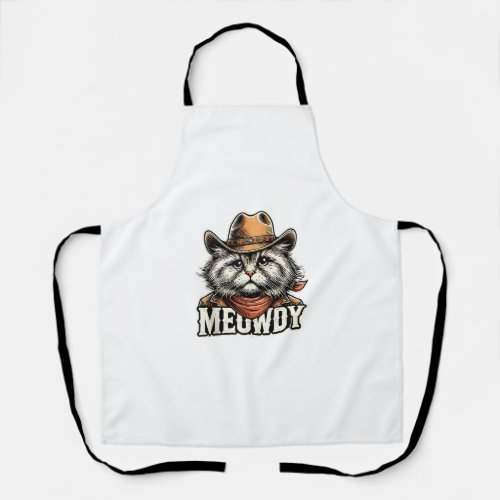 Meowdy Cat Cowboy Cowgirl Meow Howdy Halloween Cos Apron