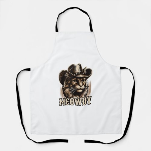 Meowdy Cat Cowboy Cowgirl Meow Howdy Halloween Cos Apron