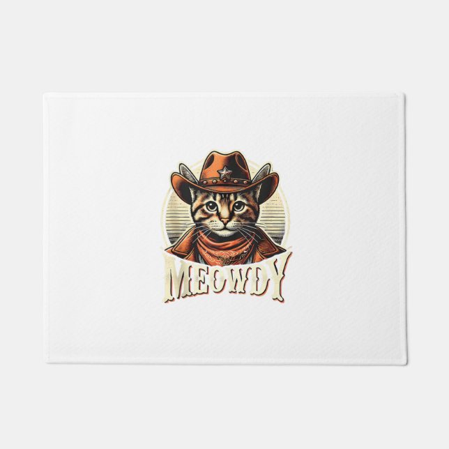 Meowdy Cat Cowboy Cowgirl Meow Howdy Halloween Cos Doormat (Front)