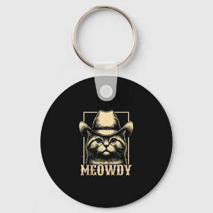 Meowdy Cat Cowboy Cowgirl Meow Howdy Halloween Cos Keychain