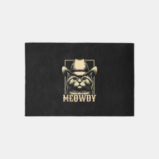 Meowdy Cat Cowboy Cowgirl Meow Howdy Halloween Cos Rug