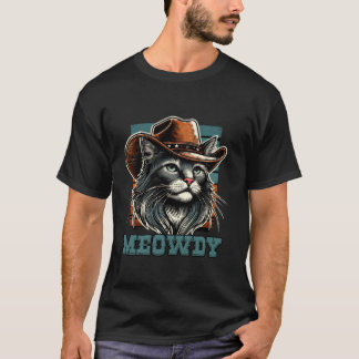 Meowdy Cat Cowboy Cowgirl Meow Howdy Halloween Cos T-Shirt