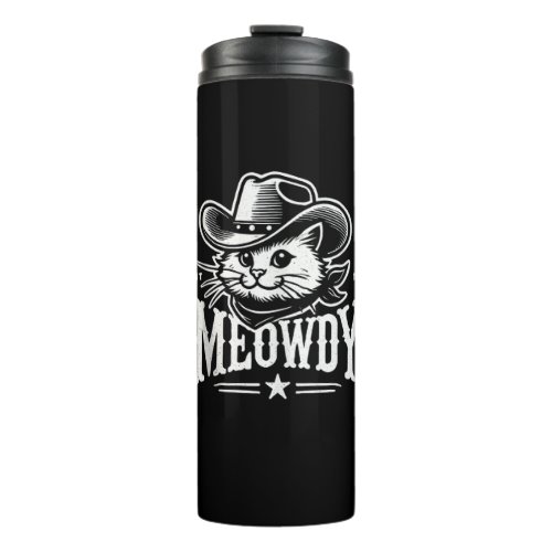 Meowdy Cat Cowboy Cowgirl Meow Howdy Halloween Cos Thermal Tumbler