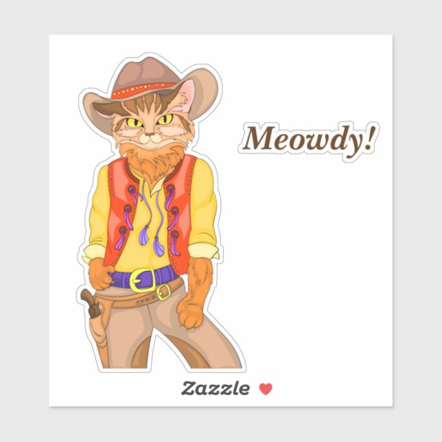 Meowdy! Cat Cowboy Sticker (Sheet)