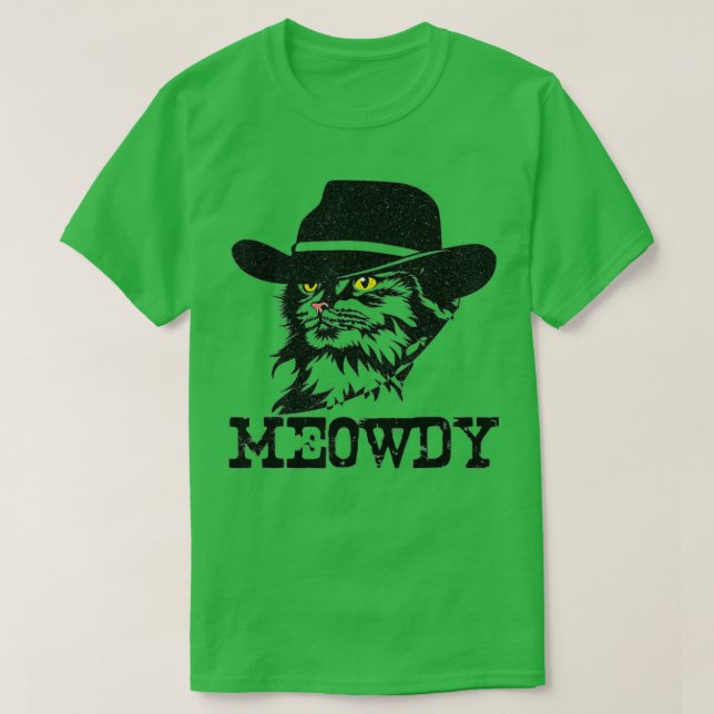 Meowdy Cat Funny Mashup Between Meow and Howdy  (1 T-Shirt (Design Front)