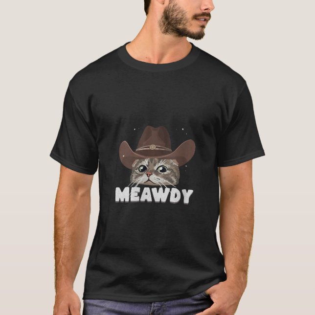 Meowdy Cat Meme Texas Funny Cat Cowboy V Neck T-Shirt (Front)