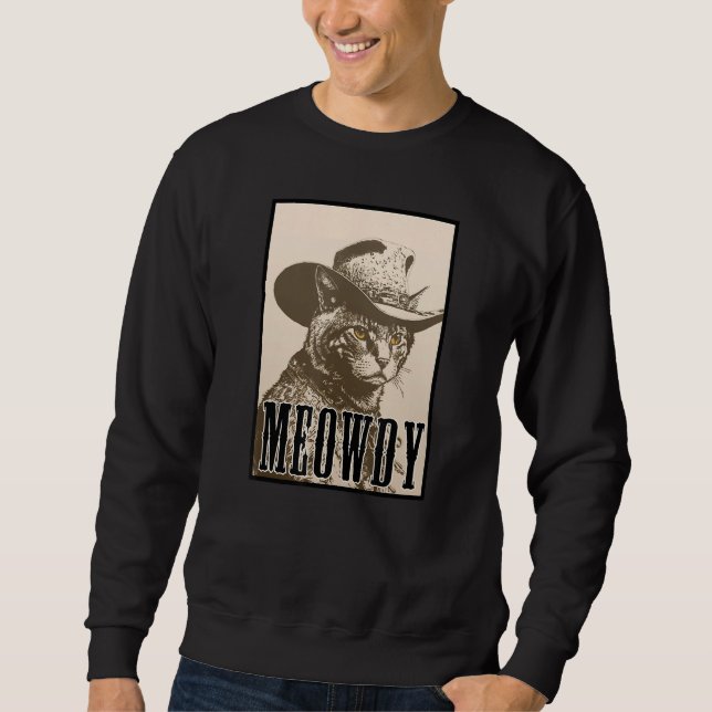 Meowdy Cat Shirt - Funny Mashup Meow and Howdy - C (Front)