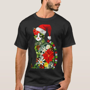 Meowdy Christmas Floral Cat For Cat Lover Holiday  T-Shirt
