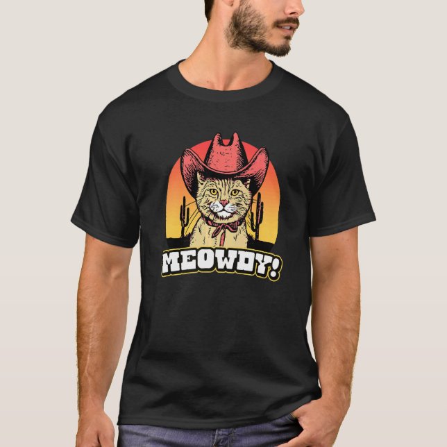 Meowdy Country Cowgirl Cat Western Vibe T-Shirt (Front)
