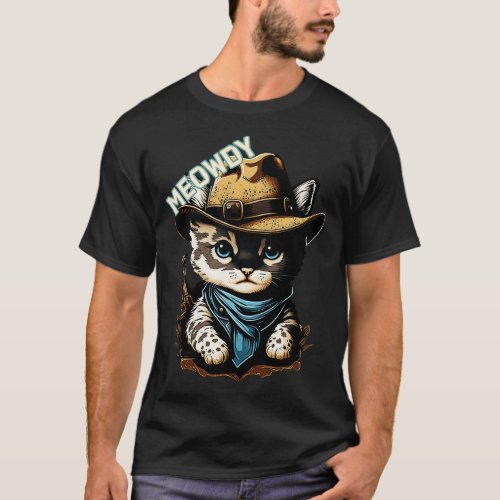 Meowdy Cowboy Cat Cute Kitten T_Shirt