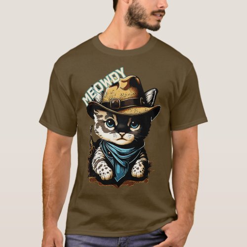 Meowdy Cowboy Cat Cute Kitten T_Shirt