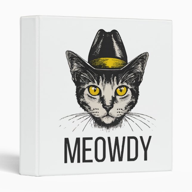 Meowdy Funny Cat 3 Ring Binder (Front/Spine)