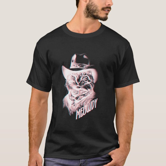 Meowdy Funny Cat Cowboy T-Shirt (Front)