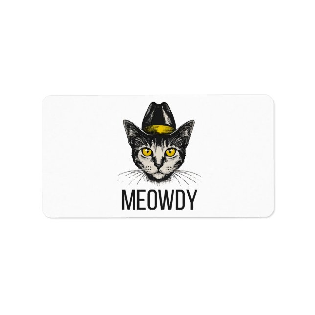 Meowdy Funny Cat Label (Front)