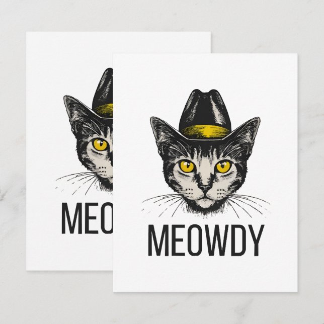 Meowdy Funny Cat Note Card (Front/Back)