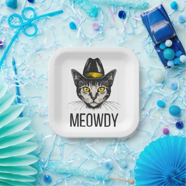 Meowdy Funny Cat Paper Plates (Party)