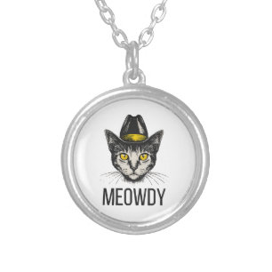 Meowdy Funny Cat Silver Plated Necklace
